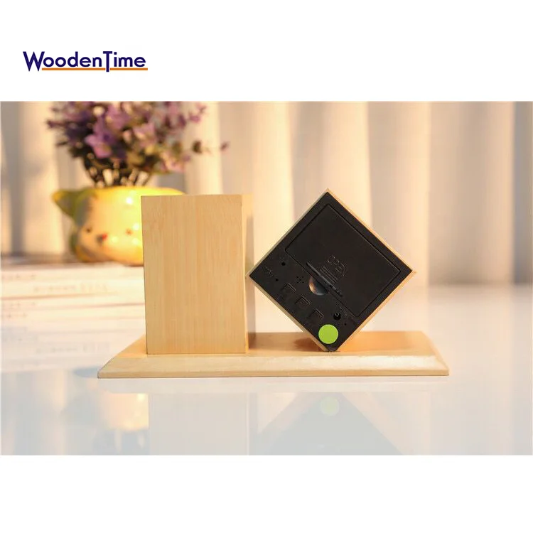 
2018 Creative Christmas gift Study Desk Wood Pen Container Holder LED Digital Alarm Clock With Temperature Time Date 