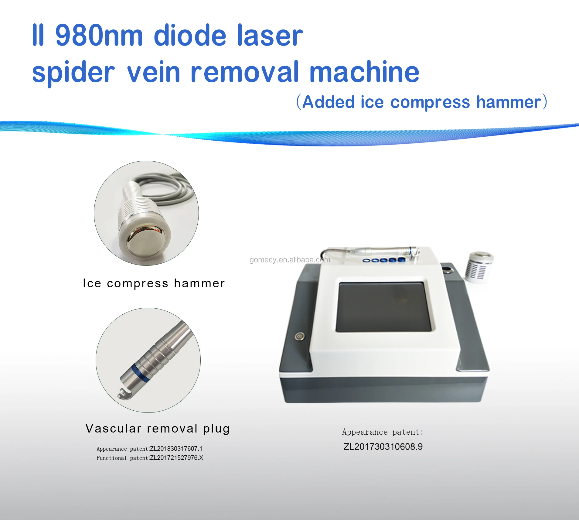 GOMECY 980nm wavelength laserbeam diode laser nail fungus vein removal beauty device cold compress hammer