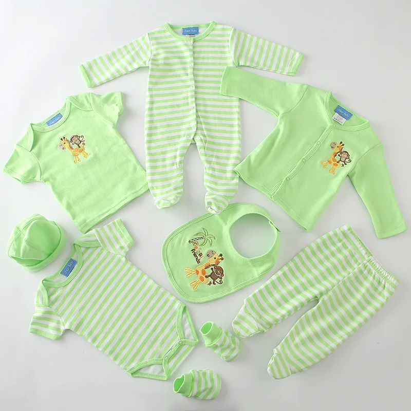 9pcs/lot 100% cotton newborn baby clothes sets infant bodysuit romper clothing gift sets