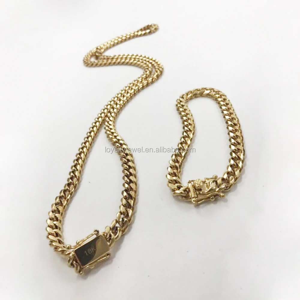 

Mens Solid 18k Gold Plated cuban link chains