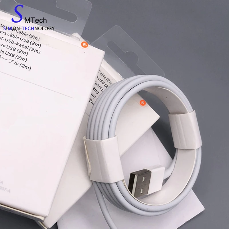 

Free shipping 2m Data Charging Charger Cable Cord for iPhone 7 8 8+ X with retail box package, White