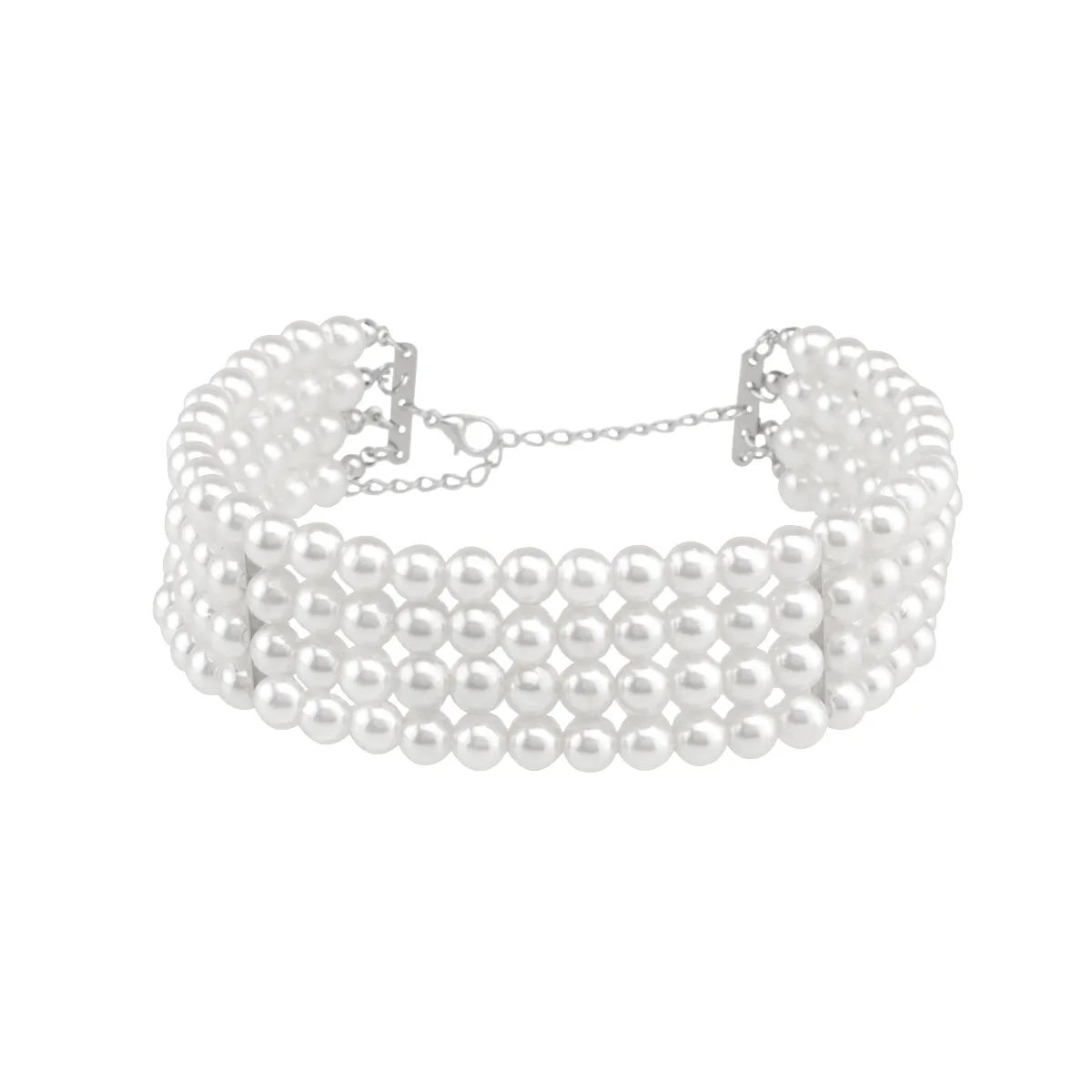 

wholesale top quality beaded necklace korean fashion women necklace multi row pearl tennis choker necklace jewelry, Picture