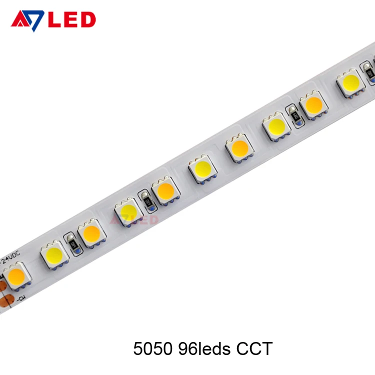24vdc 96leds IP20 warm white cold white 5050 cct bicolor flexible led light strip