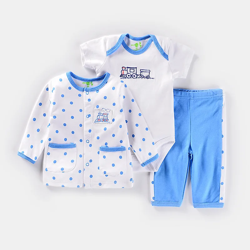 

Pa yi fang China baby cloth 3 pcs set brand spot sales baby rompee clothes set, 8 color options