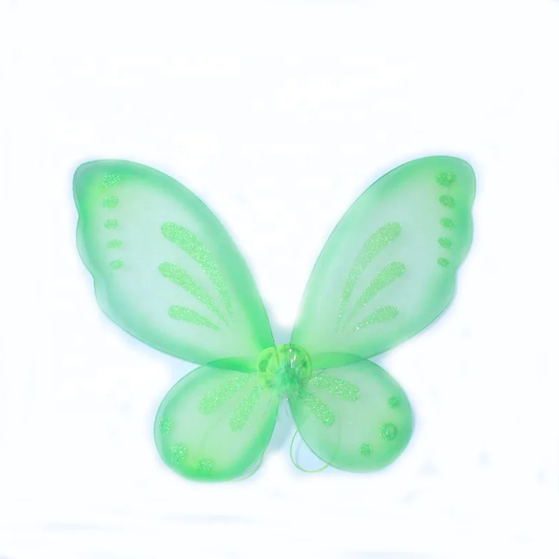 

Green Party nylon fabric fairy Butterfly Wings with feather for St Patrick's day party