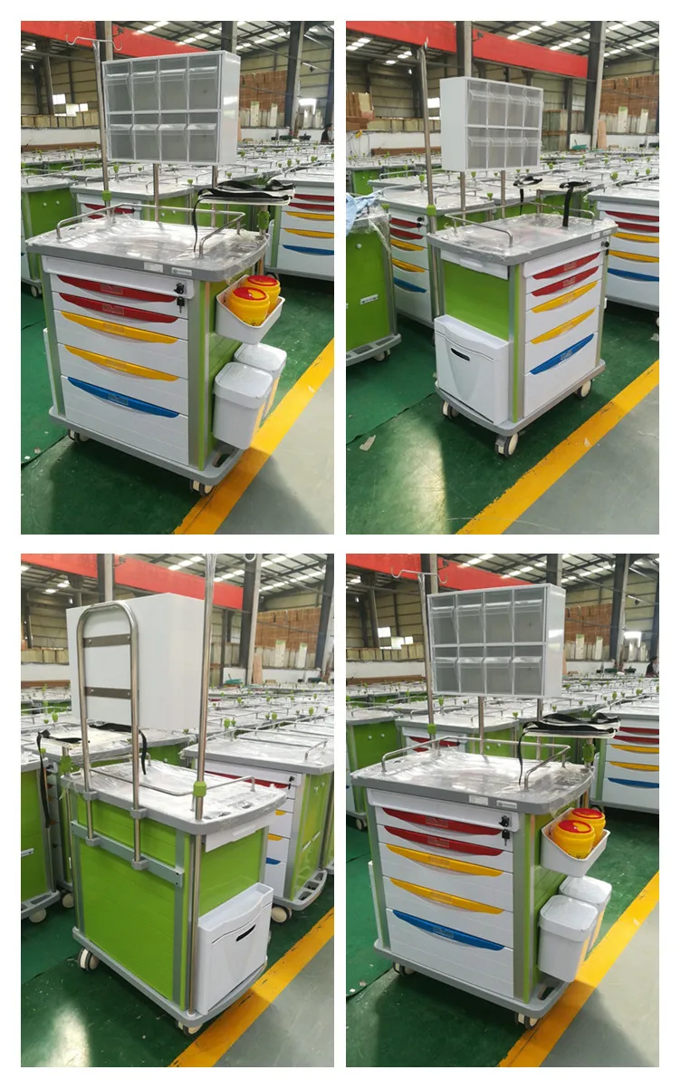 ABS medical equipment mobile medical anesthesia crash trolley cart