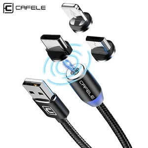 CAFELE New LED Blue Light 3 in 1 Magnetic USB Cable 8 Pin Micro Type-c Charger Multi Usb Charging Cable Magnet