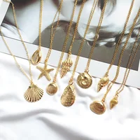 

Wholesale Summer Zinc Alloy Gold Plated Jewelry Pendant Sea Shell Necklace