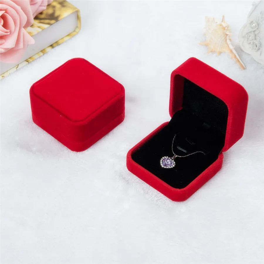 

Free Shipping Square Wedding Velvet Earrings Ring Box Jewelry Display Case Gift boxes Amazing Storage Foldable Case