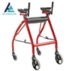 Oval tube red color aluminum bariatric walker elderly walking assistant light weight rollator walker