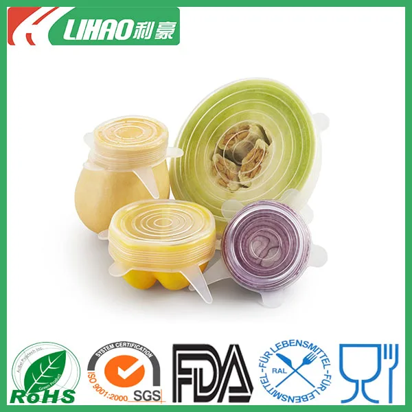 
5 pcs set High Quality eco food grade Stretch Silicone Lids Silicone Storage Container Lids reusable food wrap 