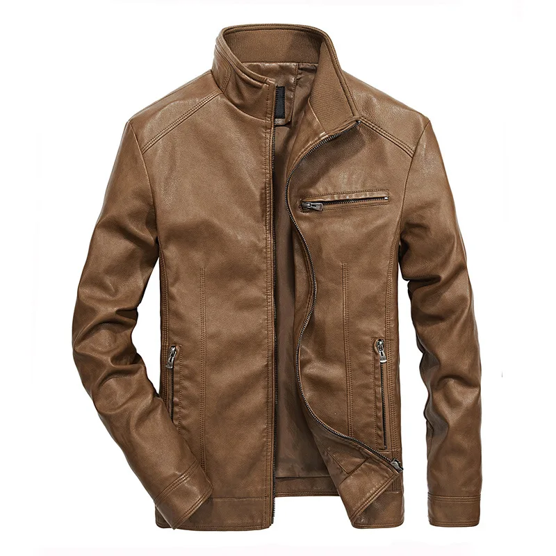 

Spring New Mens High Quality Locomotive Thin Leather Jacket, Black,dark green,khaki,dark blue,coffee