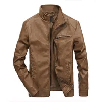 

Spring New Mens High Quality Locomotive Thin Leather Jacket