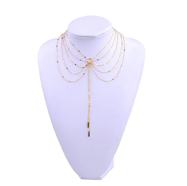 

Latest Multi Layered Model Fashion Necklace Women, Gold