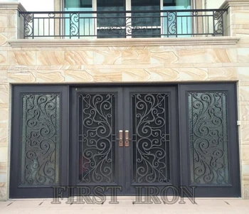 Le Wrought Iron Front Door With Sidelights Le Wrought Iron Front Door With Sidelights