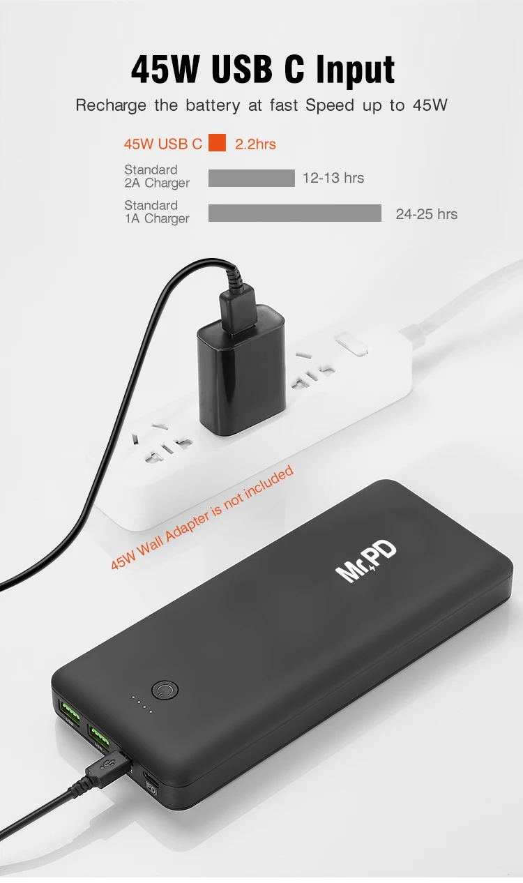 High Capacity 20000mah Laptop Powerbank 3 Output 9v 12v 15v 20v Pd 45w 20000 Mah Fast Charge