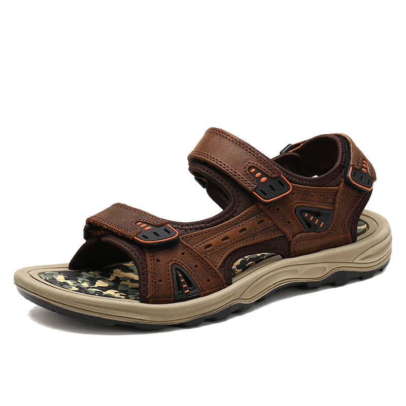 

Hot Sell Drop Shipping Summer Cool Beach River Water Comfortable Sport Leather Men's Sandal, Brown,coffee,black