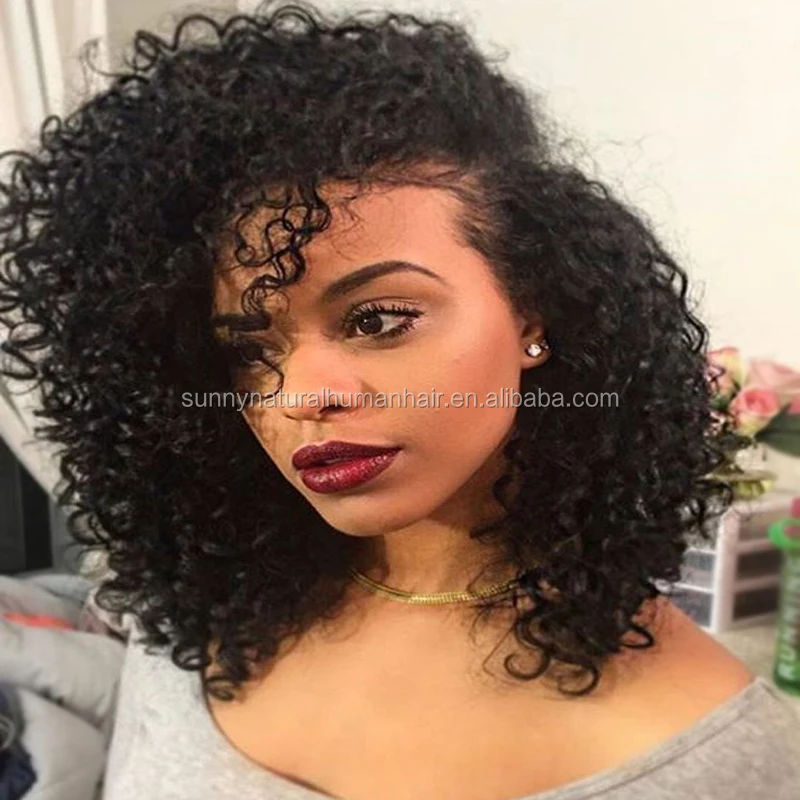 

100% synthetic peruvian hair wig lace wig 1b color kinky curly wig lace front, N/a