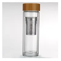 

Zogifts Custom top quality 550ml BPA Free Bamboo Lid Borosilicate Glass Tea Bottle / Glass Water Bottle