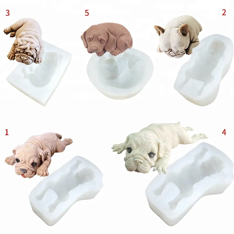 

Hot sales shar pei 3D soap mold silicone dog animal cake molds silicone handmade candle mold, White