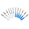 blue and white color crystal handle dinner ware sets, small order cutlery set