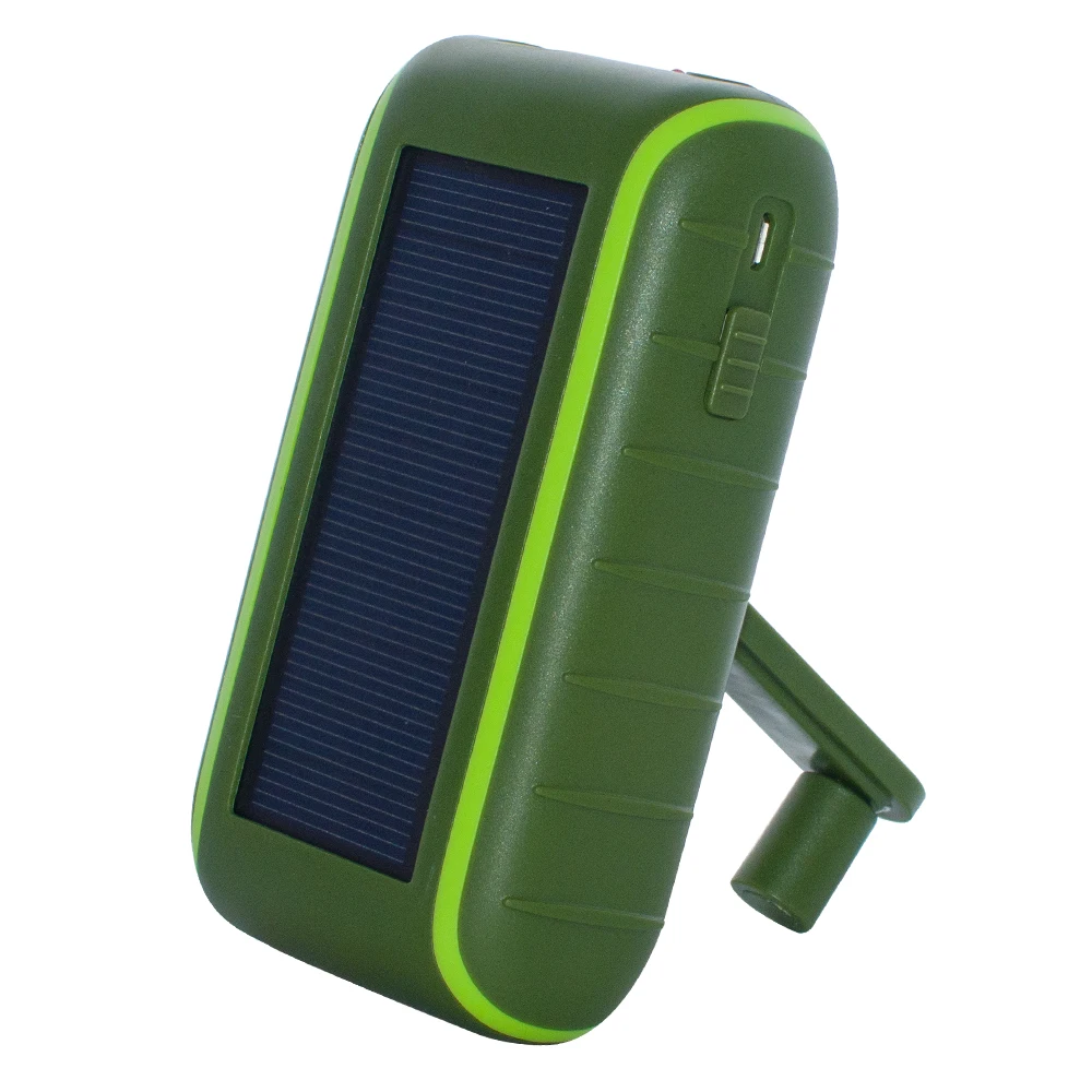 

Factory patent power bank hand crank dynamo solar charger, flashlight dual USB solar mobile charger power bank