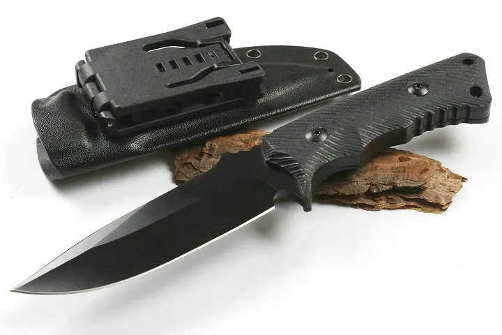 58hrc g10 handle combat knife fixed tactical knives with leather
