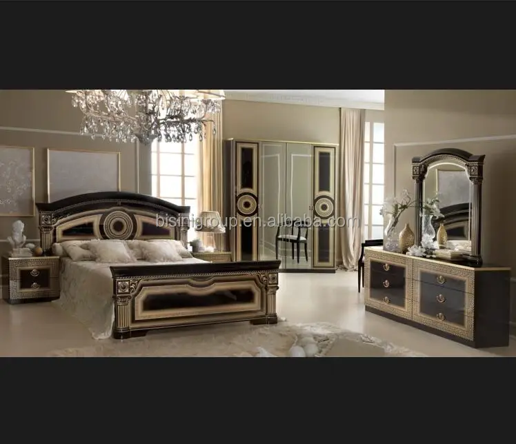 Italian Black Golden Dark Color Bedroom Furniture Set Buy Italian Bedroom Furniture Black Golden Bedroom Furniture Black Golden Bed Product On