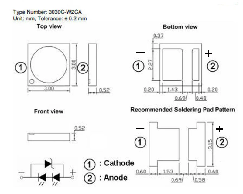 High Cri 350ma 3030 Smd 1w White Led Datasheet For Lighting Diode - Buy 