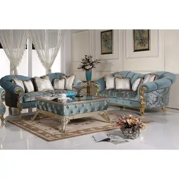 Hm2097 Luxurious European Style Gold Gilt Wooden Sofa Set Gold Gilt Wooden Sofa Set