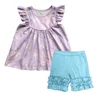 Fast Shipping 2 to 3 days to US New arrival cute design girls clothes sets shell pearl design outfit sleeveless set