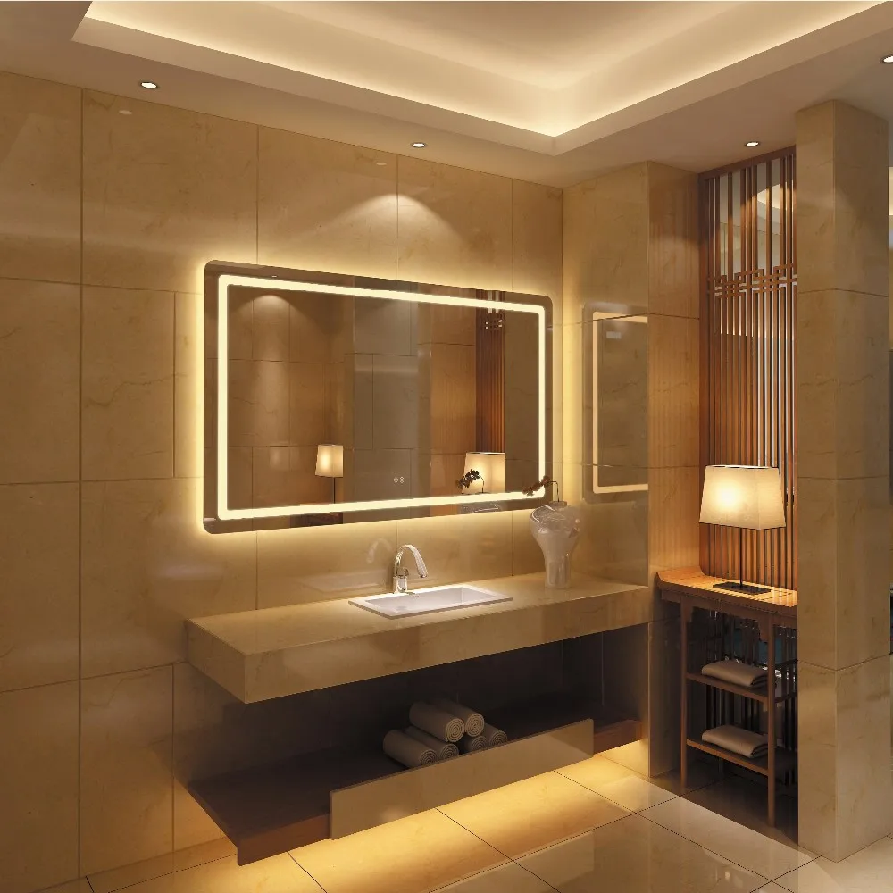 Fancy Design Smart Bathroom Illuminated Wall Mirror With Led Light