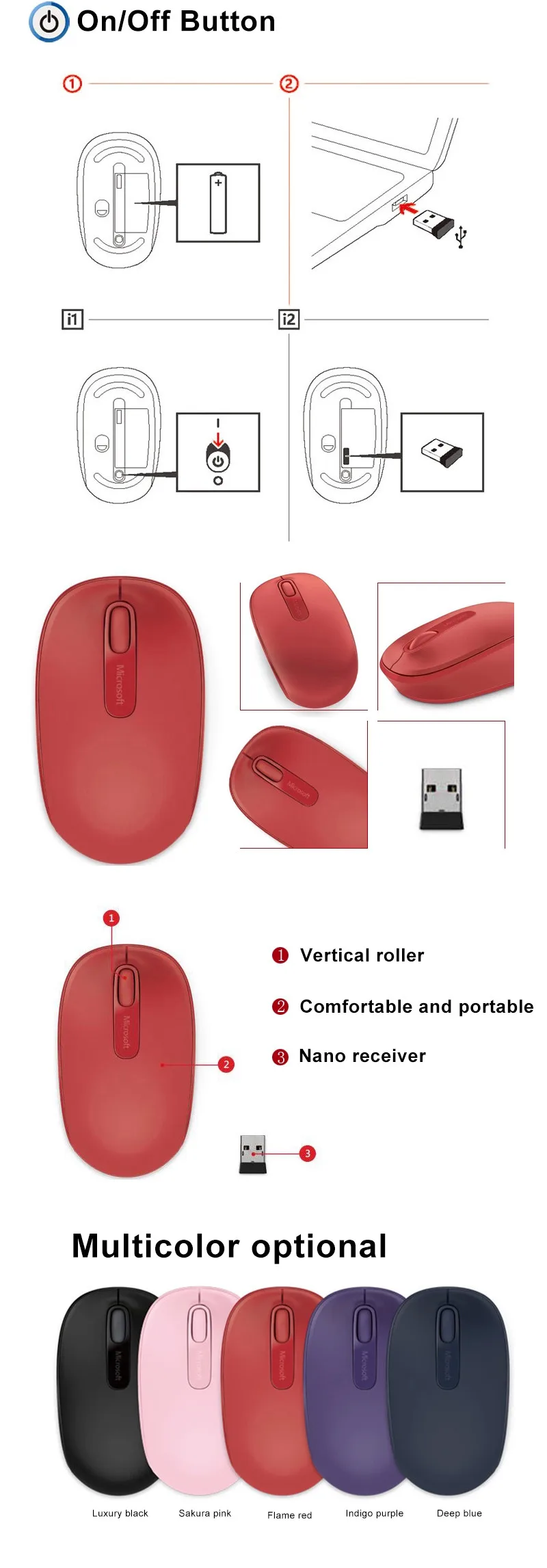 solid red light on microsoft wireless mouse 1000 windows 10