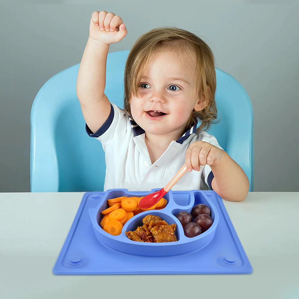 Silicone Dinner Suction Plates And Bowl For Kids Food Grade Silicone