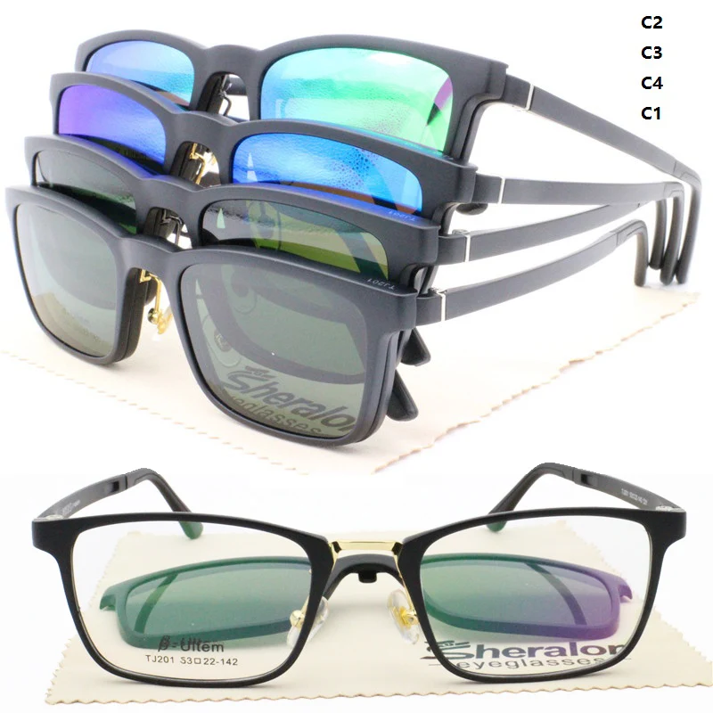 

drop ship 201 ULTEM combined metal glasses frame plug magnetic clip on polarized sunlens prescription sunglasses eyeglasses