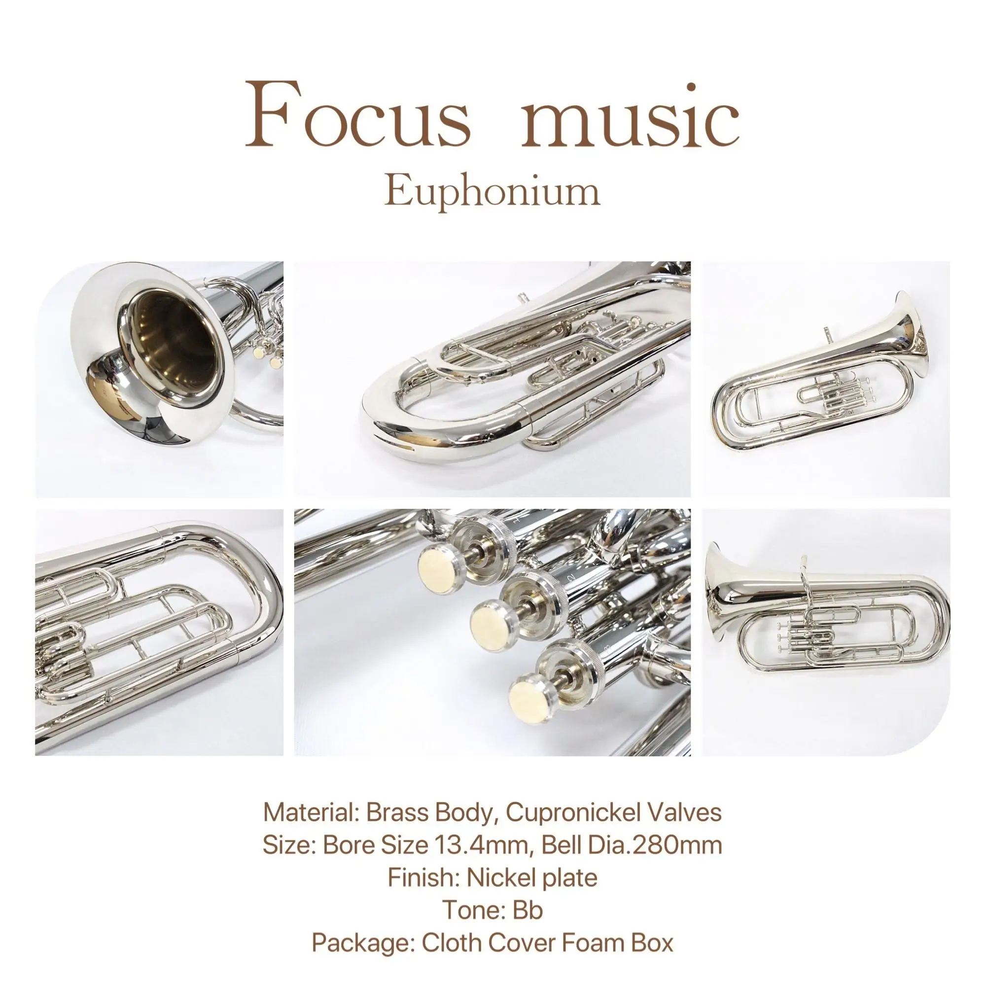 Nickel Plate Euphonium Brass Instrument Cheap High Quality Beginner