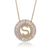 fashion gold plated custom long chain cz micro pave 26 initial alphabet letter pendants charm necklace for women jewelry