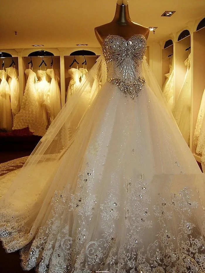 Quality Luxurious Crystal Sparkling Diamond Bling Wedding Dress Aeproduct Getsubject
