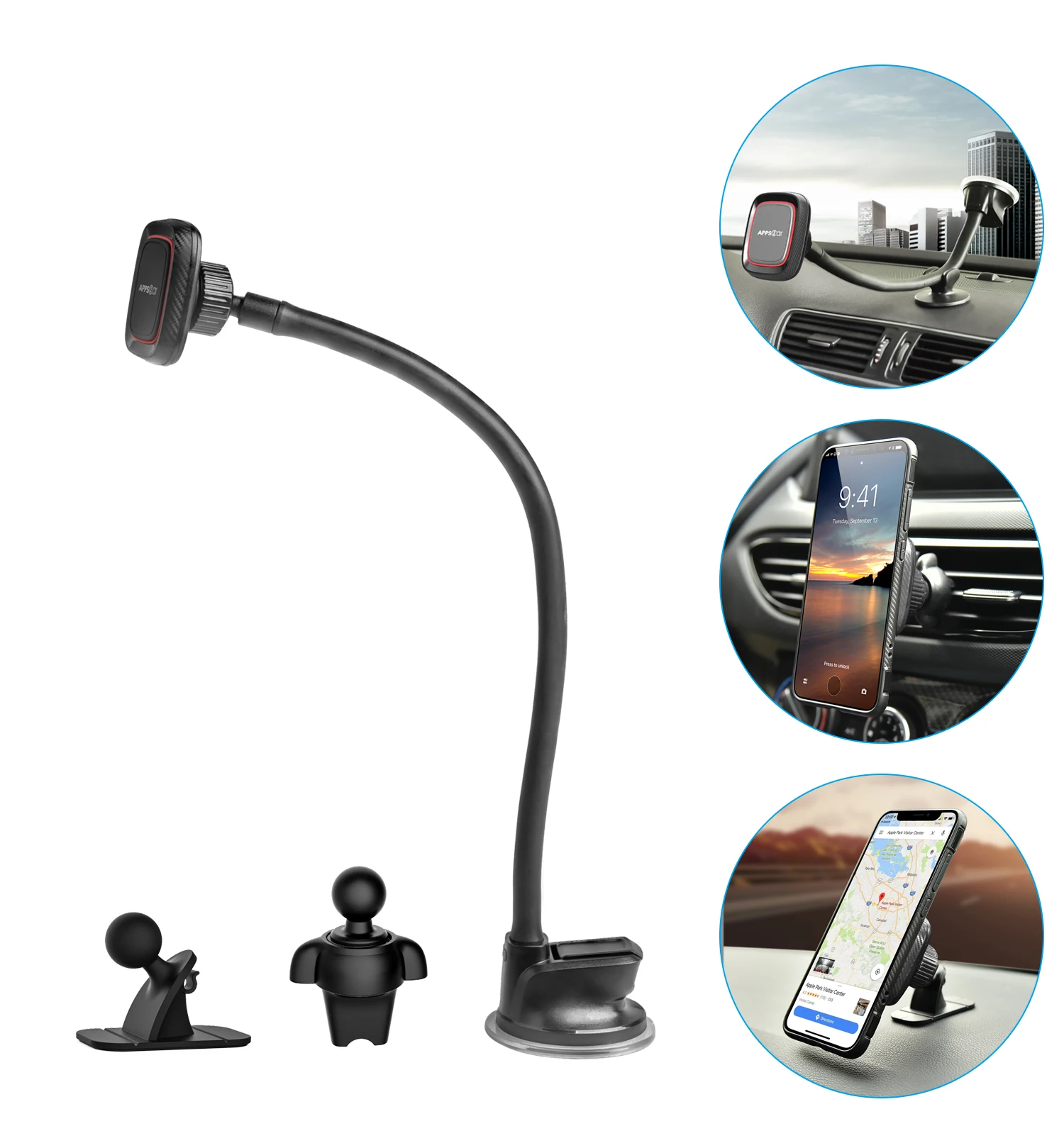 3 In 1 Universal Phone Holder Dashboard Mount Windshield Mount Car Air ...