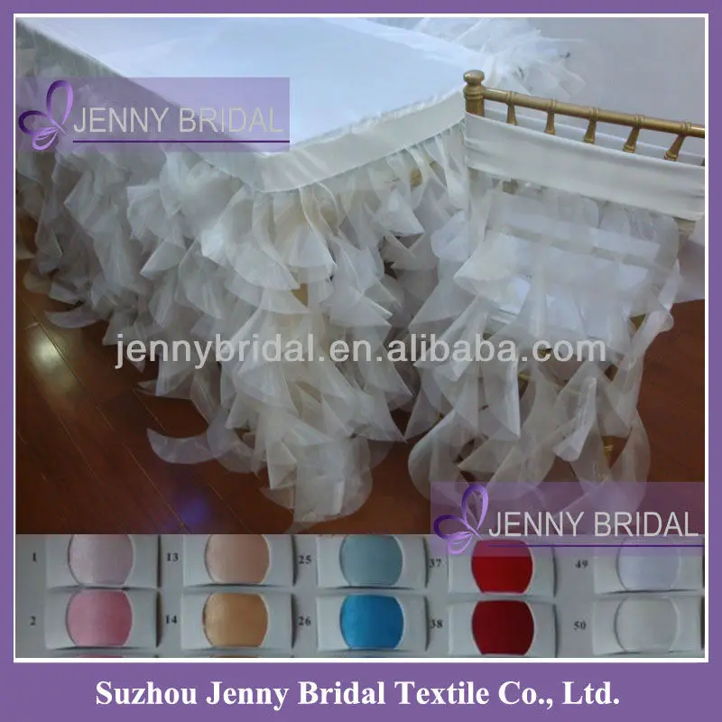 Tc012d Taffeta Top Organza Ruffled Wedding Decoration Chair Covers