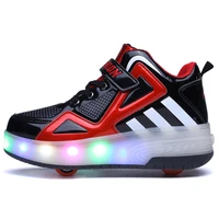 

light shoes with two wheels kids led shoes high-top Roller skate Shoes flashing glowing sneakers