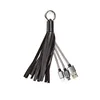 USB Leather Tassel KeyChain Charging Cable with Portable Travel Cable