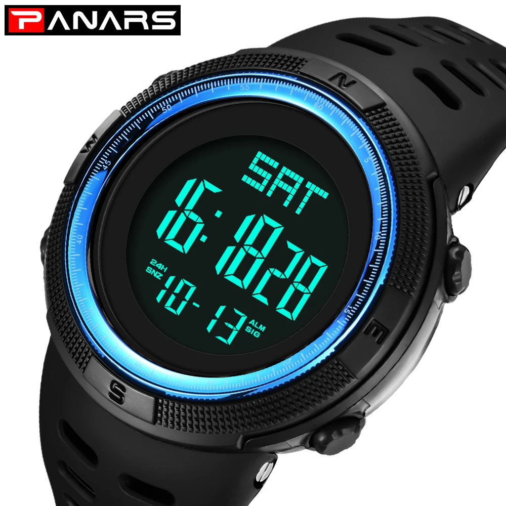 

PANARS explores the dual time movement electronic watch with large dial alarm clock and Black light men's electronic watch