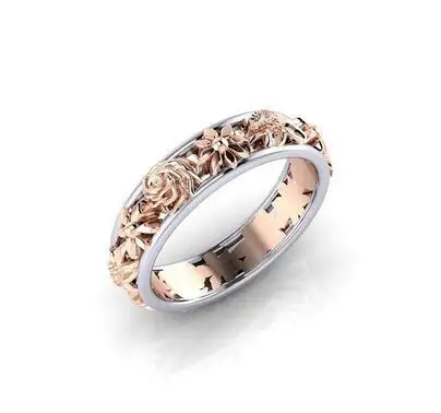 

New Fashion Rose Gold Color Flower Rings Elegant Trendy Vintage Women Ring Luxury Party Wedding Jewelry Gift