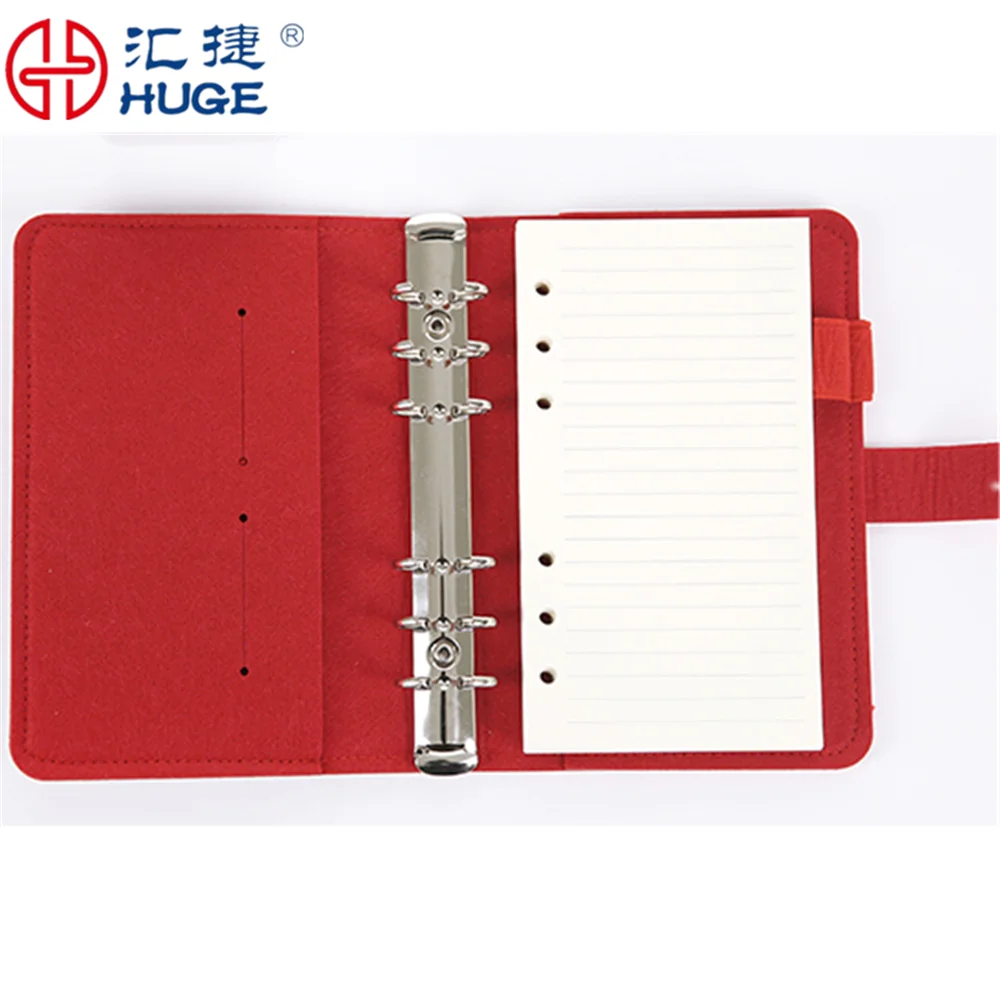Custom Felt A6 Ring Binder Organiser Notebook With Refillable Paper In