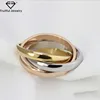 Classic smooth accessories three ring three color integral Titanium ring gold plated jewelry online wholesale shop ring pink
