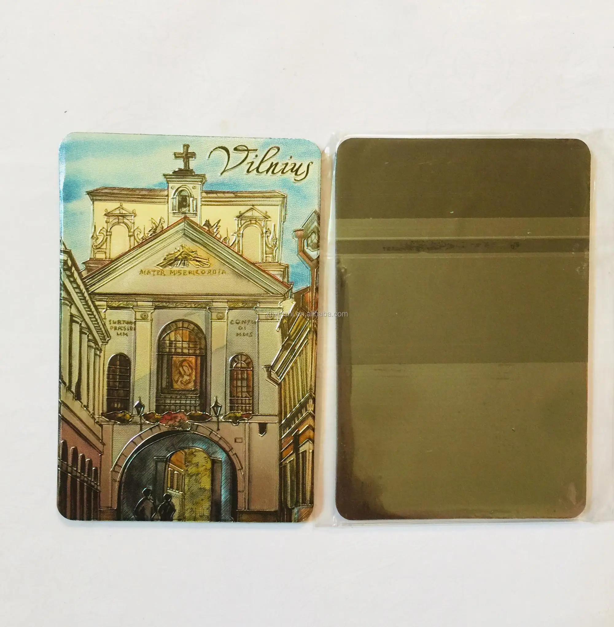

aluminum foil LITHUANIA Vilnius travel souvenir fridge magnet, Full color