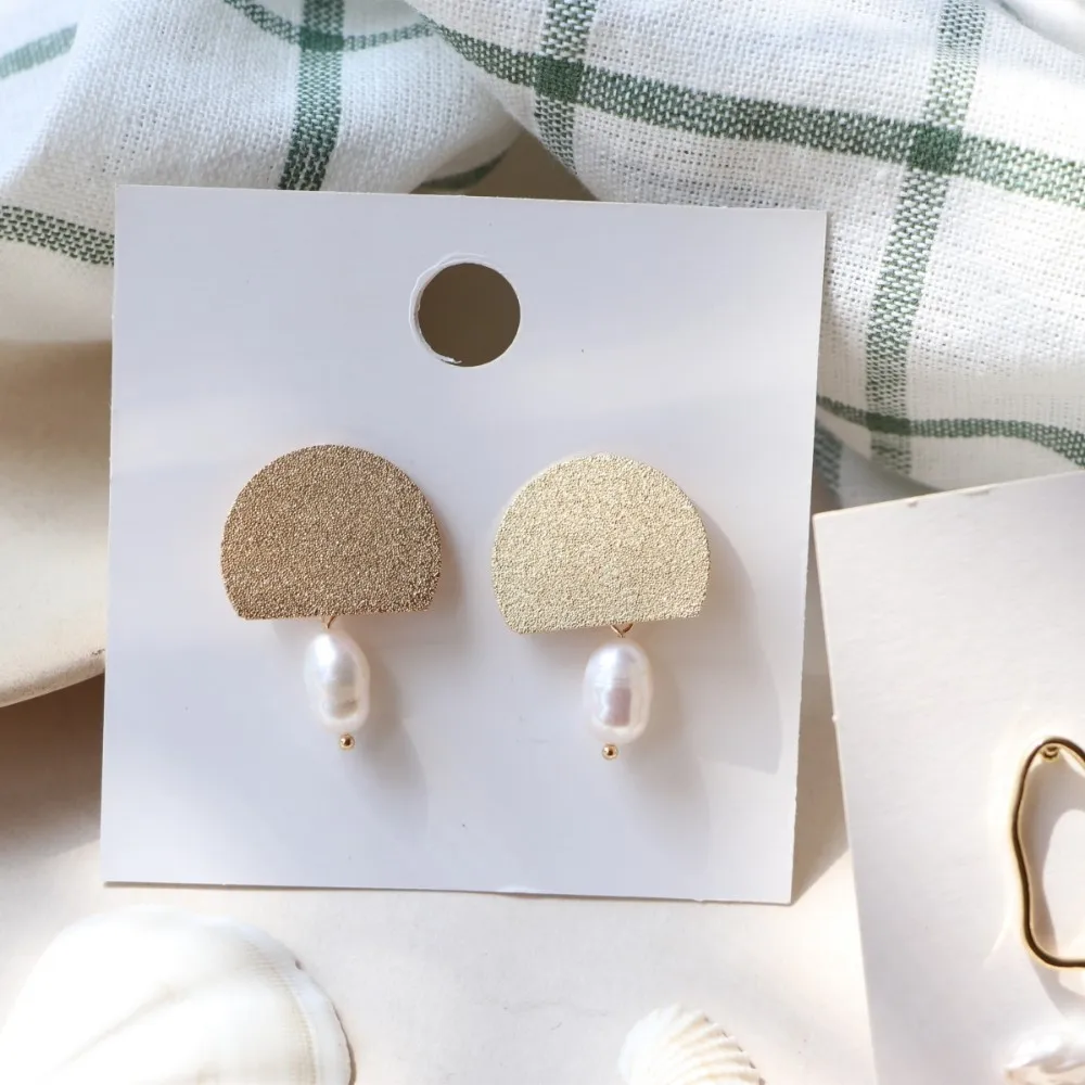 

JUHU Wholesale gold plated metal with pearl geometric drop earrings accessories