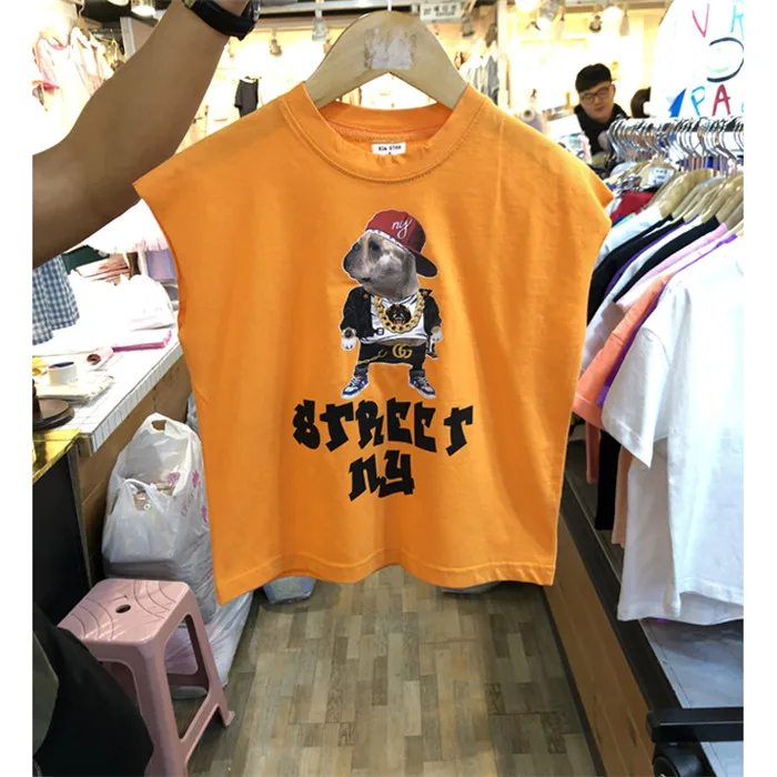 
Character Top kids China Import Custom Printing Sleeveless Mercerized Cotton T shirt 