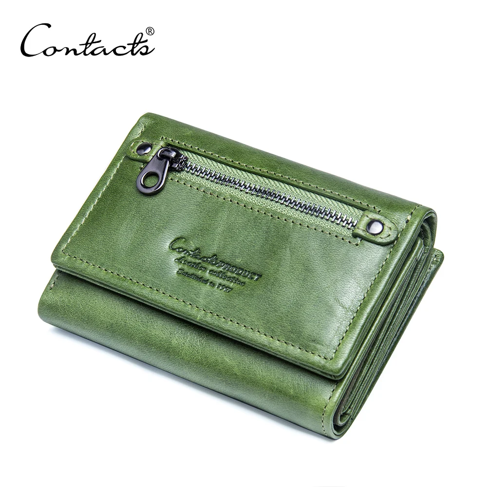 

CONTACT'S Brand Names Women Wallet Hot Fashion grain Leather Purse Front Pocket Wallet, Green & red